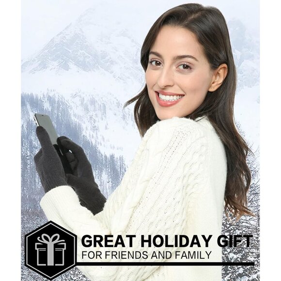 🆕 Women Grey Stretch Thermal Magic Gloves Warm Winter Knitted Fleece Texting - Picture 6 of 6